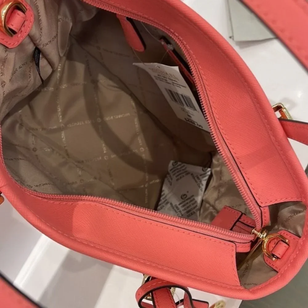 Michael Kors Jet Set Travel XS Carryall Tote Top Zip Tote Grapefruit - Picture 11 of 16